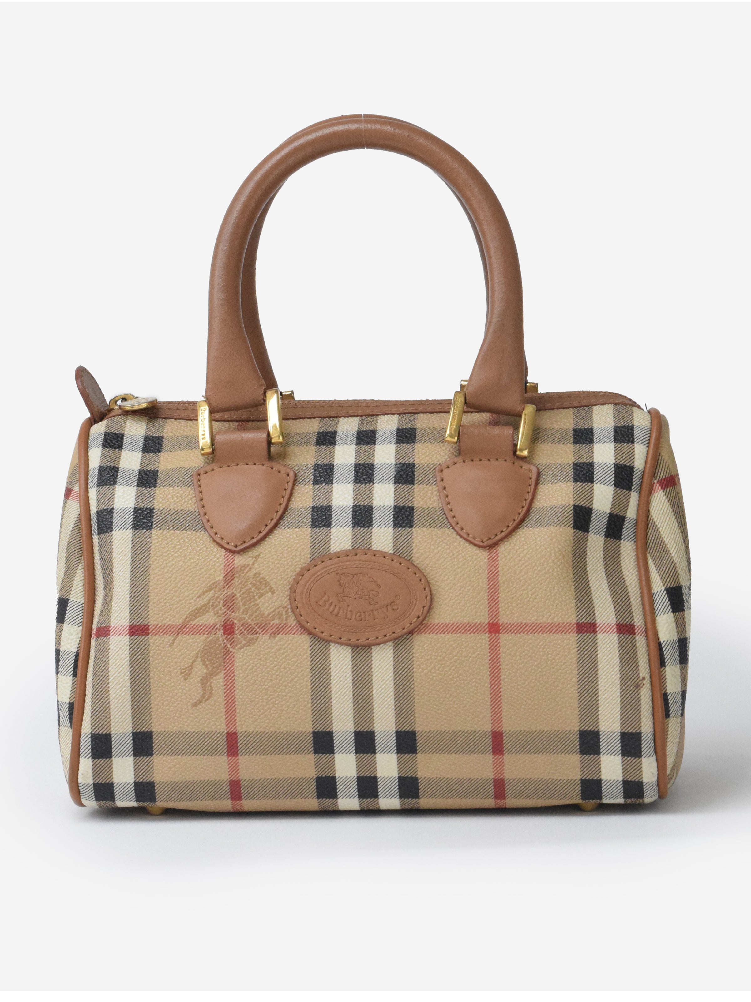 Burberry Canvas Mini Boston Leather