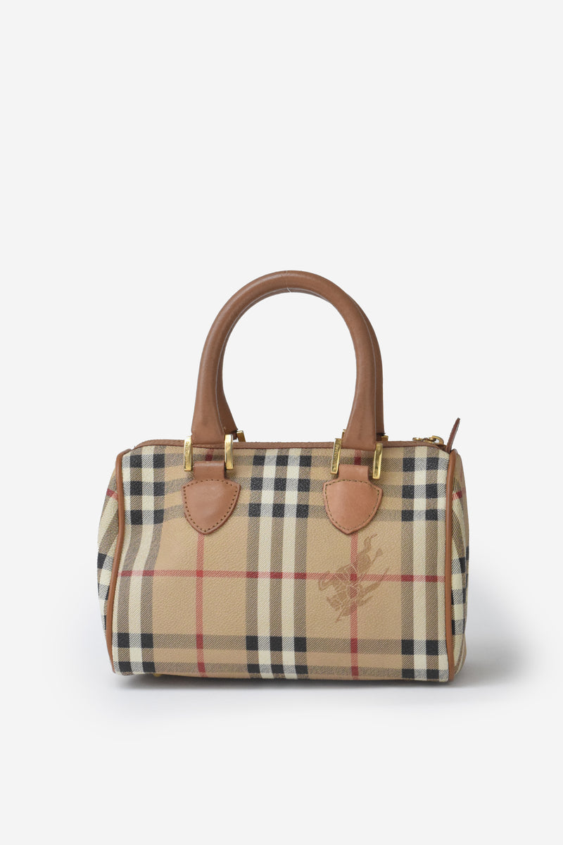 Burberry Canvas Mini Boston Leather