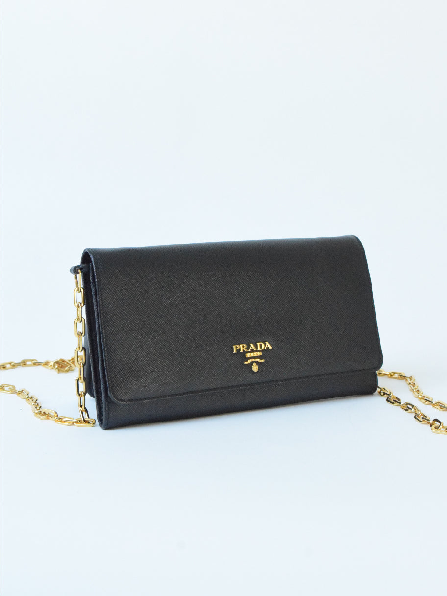 Prada Safiano Leather Chain Wallet